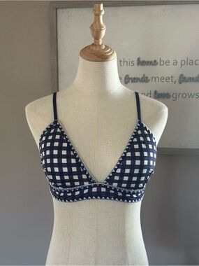 Vineyard Vines Navy and White Gingham Swim Bralette